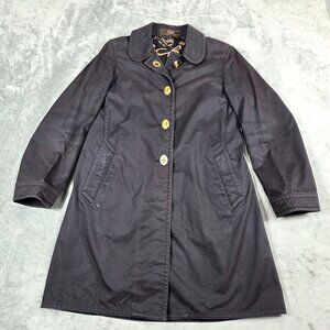 Coach Jacket Womens 8 Black Cotton Trench Gold Turnlock Hardware Preppy